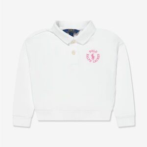 Kids! NWOT Ralph Lauren WHITE Sweatshirt with Pink Logo